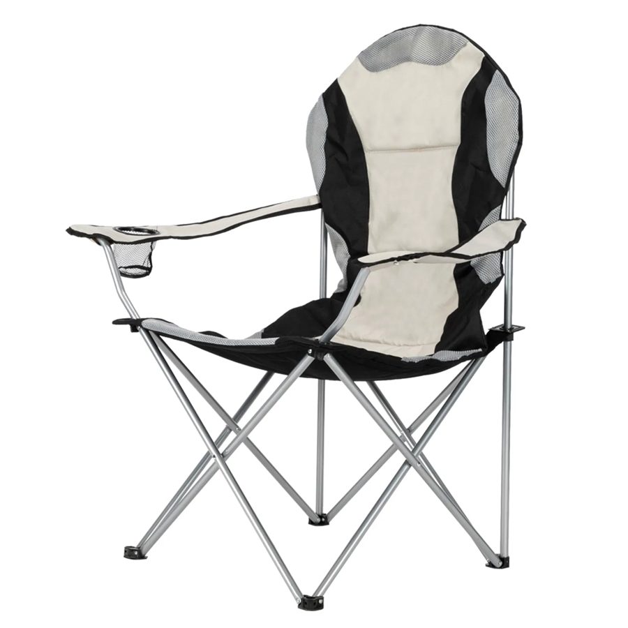 Black and gray padded folding camp chair
